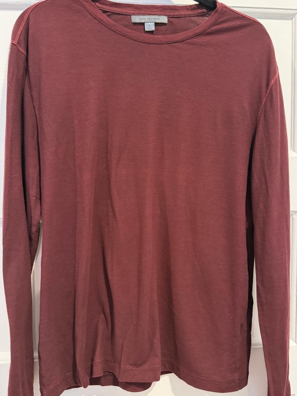 John Varvatos Men's Long Sleeve Crewneck Shirt - Wine